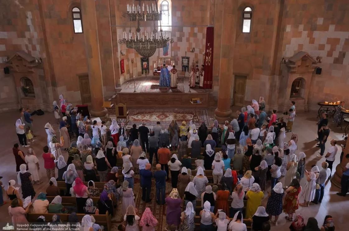 Davit Ishkhanyan and Members of  Parliament Participate in Divine Liturgy in the Cathedral of Stepanakert