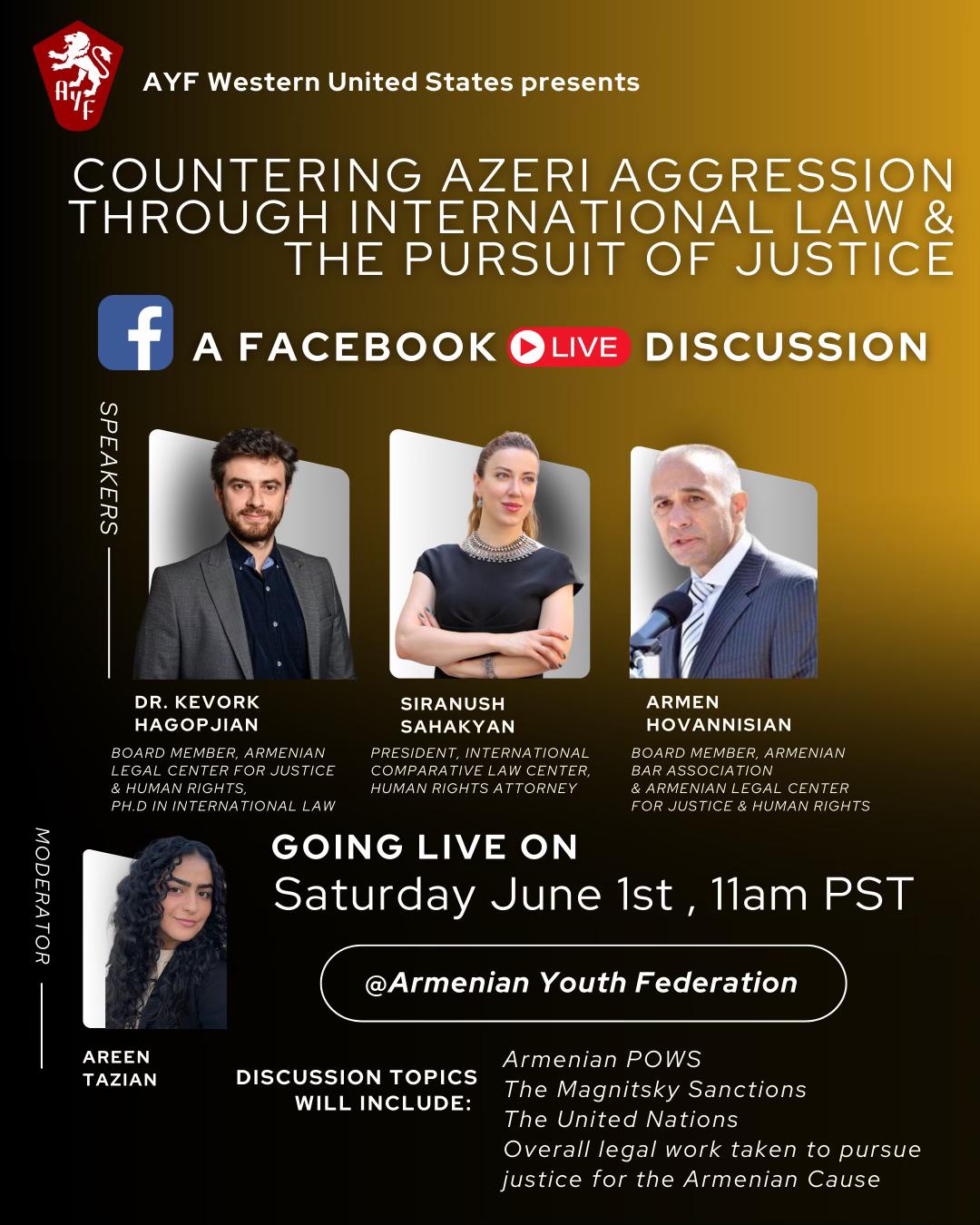 AYF-WUS TO HOST FB LIVE ON COUNTERING AZERBAIJANI AGGRESSION THROUGH INTERNATIONAL LAW AND THE PURSUIT OF JUSTICE