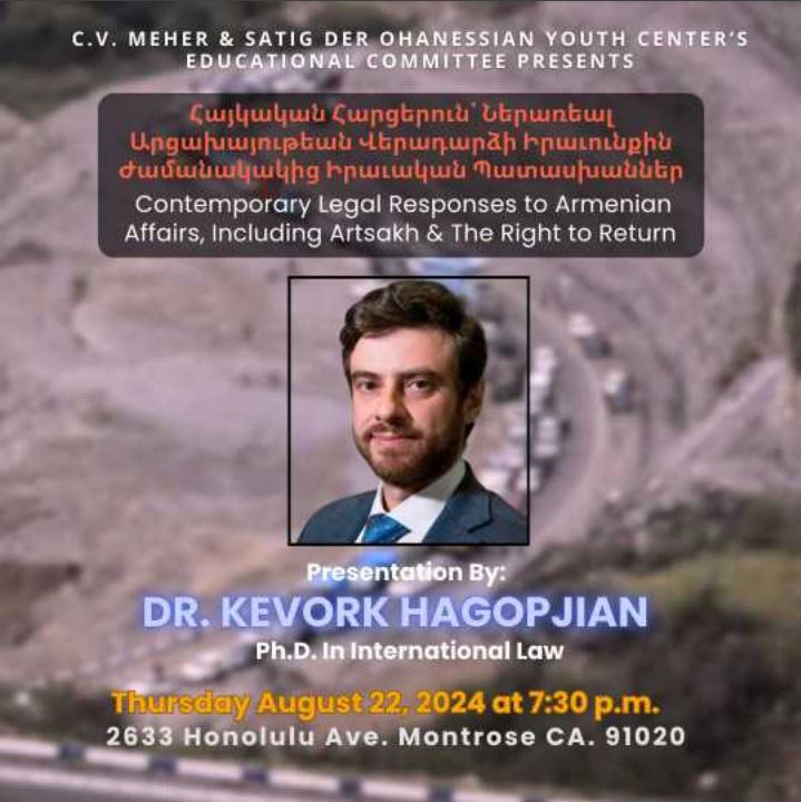 Lecture on Contemporary Legal Issues in Armenian Affairs to be Held at ACF Crescenta Valley