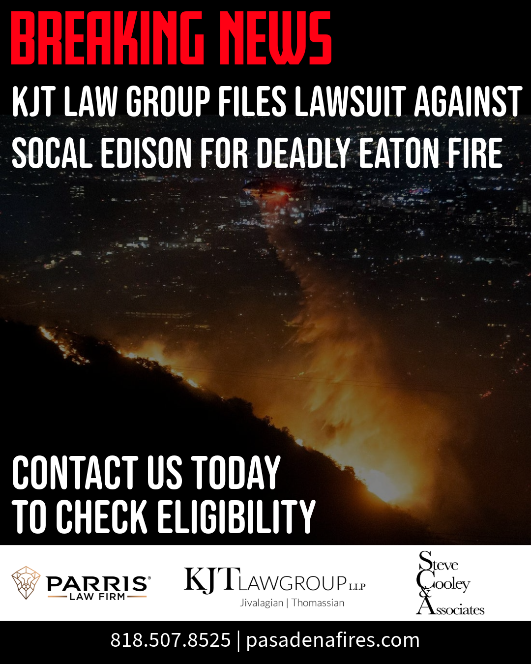 LA-Based Law Firm Files Mass Tort Lawsuit Against Southern California Edison Over Deadly Eaton Fire